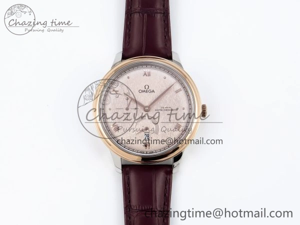 MultiPurpose De Ville Date RG MKF 1:1 Best Edition Brown Textured Dial Diamonds Marker on Brown Leather Strap A 7747