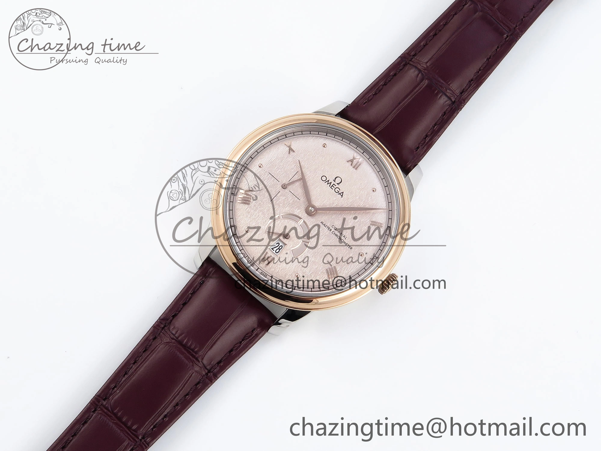 MultiPurpose De Ville Date RG MKF 1:1 Best Edition Brown Textured Dial Diamonds Marker on Brown Leather Strap A 7747