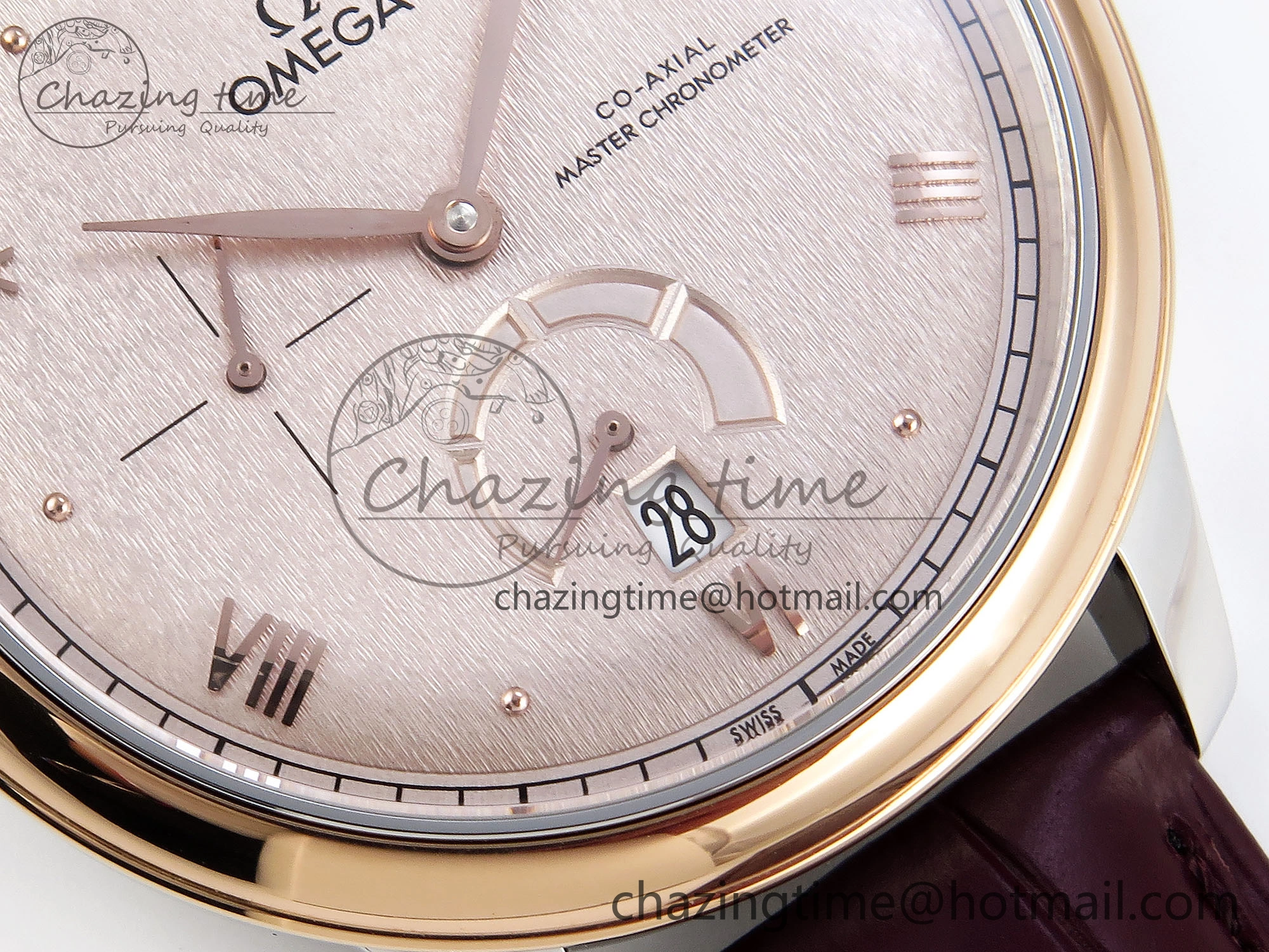 MultiPurpose De Ville Date RG MKF 1:1 Best Edition Brown Textured Dial Diamonds Marker on Brown Leather Strap A 7747