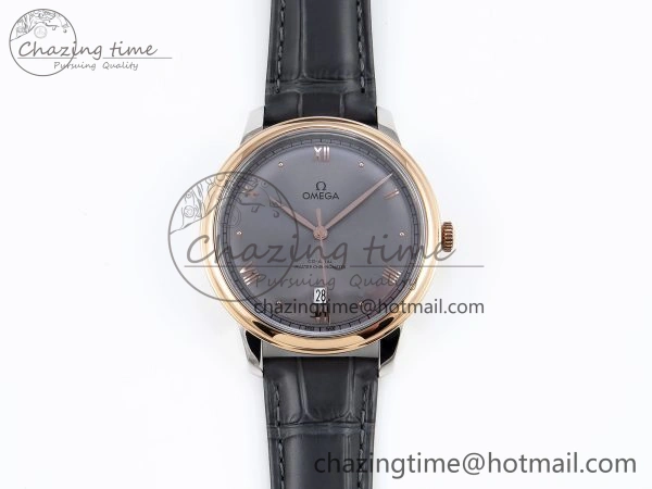 HighQuality De Ville Date RG MKF 1:1 Best Edition Gray Dial Roman Marker on Gray Leather Strap A 7746