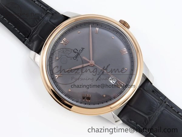 HighQuality De Ville Date RG MKF 1:1 Best Edition Gray Dial Roman Marker on Gray Leather Strap A 7746