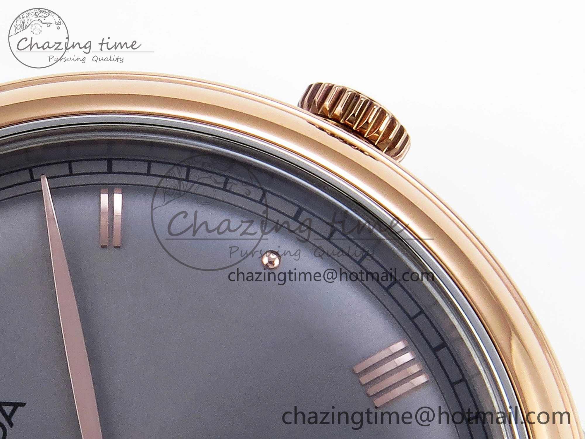 HighQuality De Ville Date RG MKF 1:1 Best Edition Gray Dial Roman Marker on Gray Leather Strap A 7746