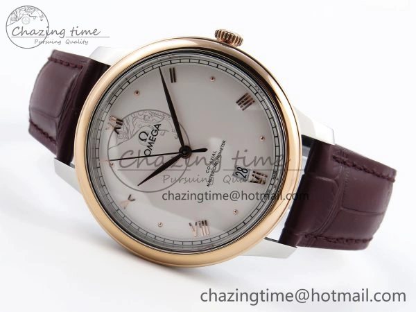 De Ville Date RG MKF 1:1 Best Edition White Dial Roman Marker on Brown Leather Strap A Unique 7748