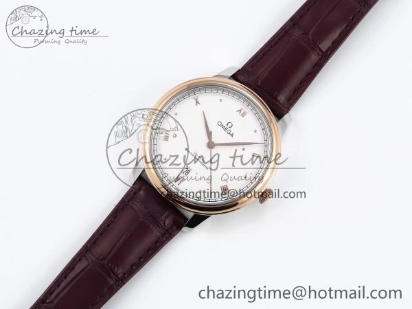 De Ville Date RG MKF 1:1 Best Edition White Dial Roman Marker on Brown Leather Strap A Unique 7748