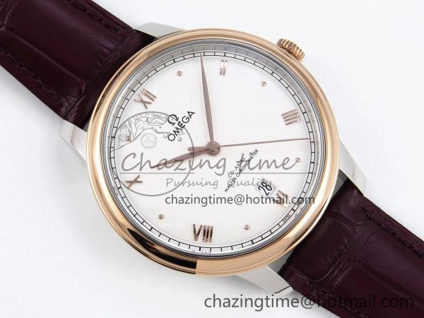 De Ville Date RG MKF 1:1 Best Edition White Dial Roman Marker on Brown Leather Strap A Unique 7748
