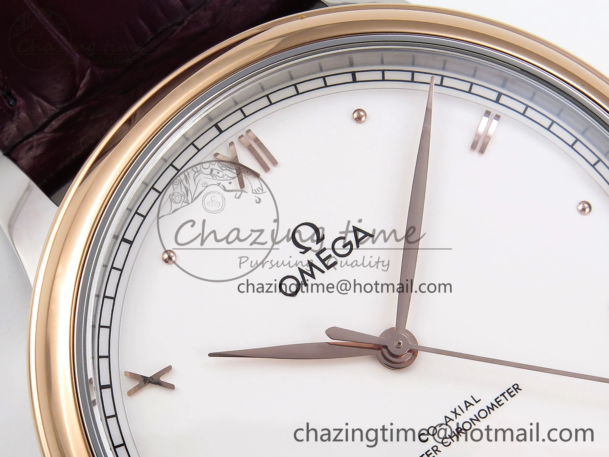 De Ville Date RG MKF 1:1 Best Edition White Dial Roman Marker on Brown Leather Strap A Unique 7748