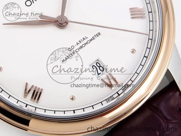 De Ville Date RG MKF 1:1 Best Edition White Dial Roman Marker on Brown Leather Strap A Unique 7748