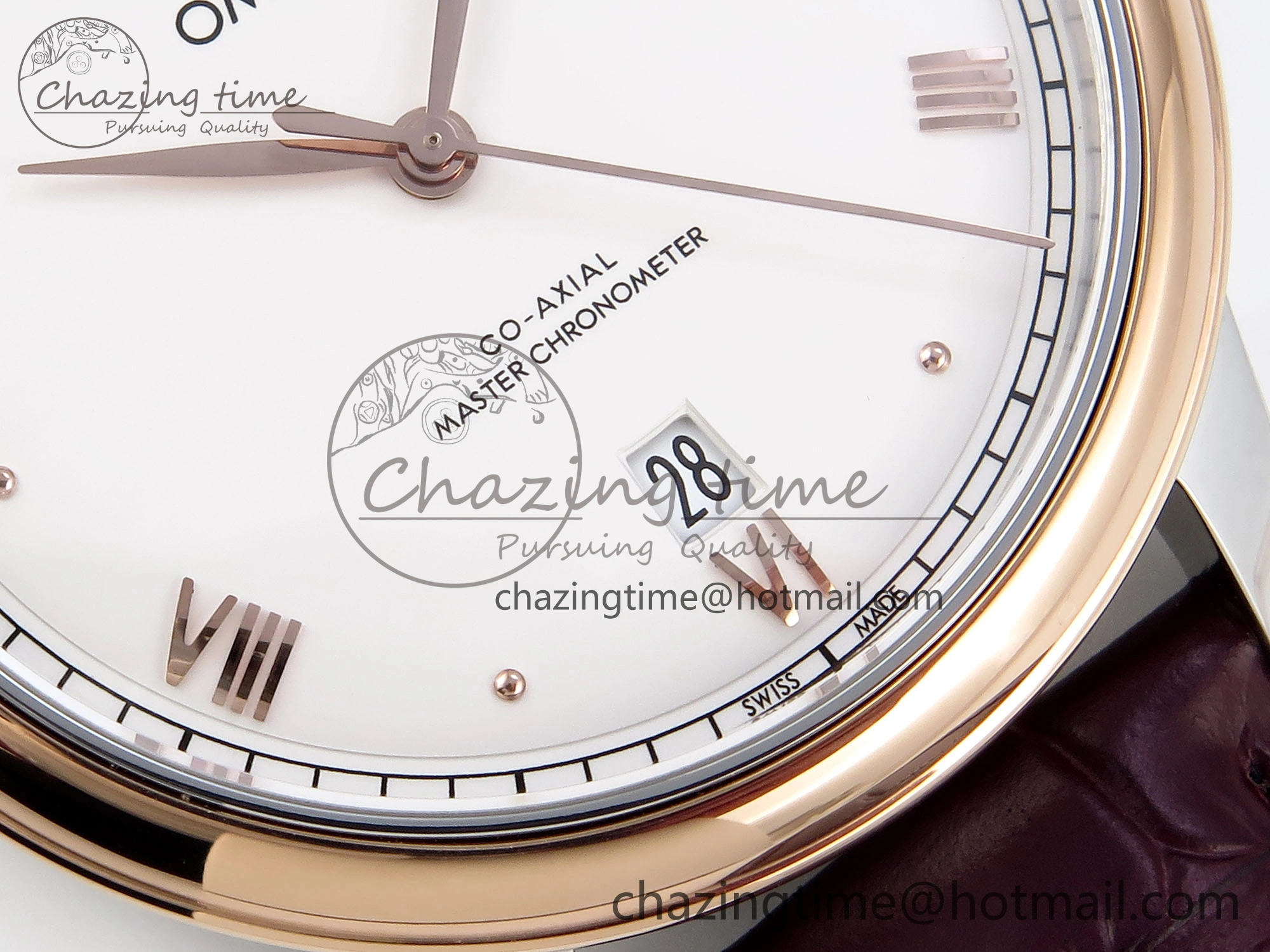 De Ville Date RG MKF 1:1 Best Edition White Dial Roman Marker on Brown Leather Strap A Unique 7748