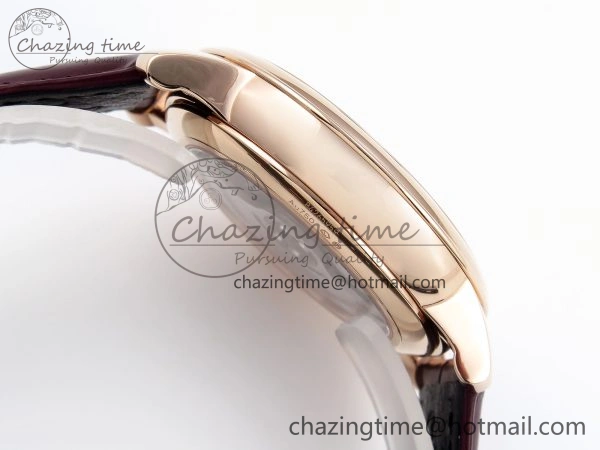 Upgraded De Ville Date RG MKF 1:1 Best Edition White Textured Dial Roman Marker on Brown Leather Strap A 7752