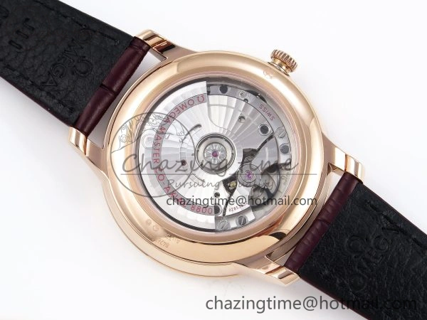 Upgraded De Ville Date RG MKF 1:1 Best Edition White Textured Dial Roman Marker on Brown Leather Strap A 7752