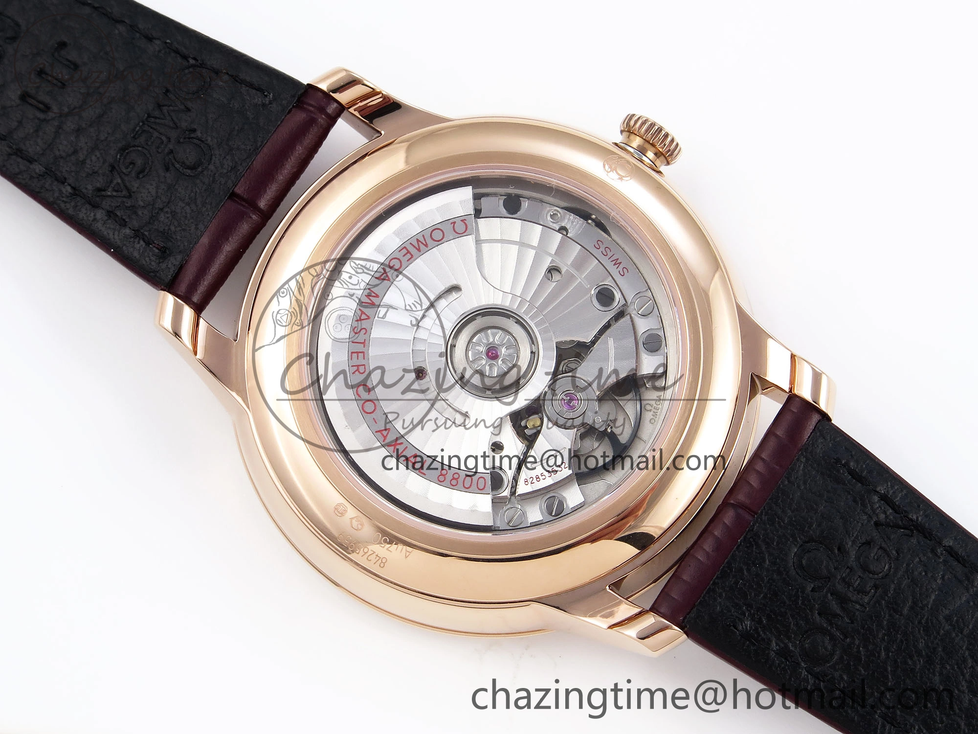 Upgraded De Ville Date RG MKF 1:1 Best Edition White Textured Dial Roman Marker on Brown Leather Strap A 7752