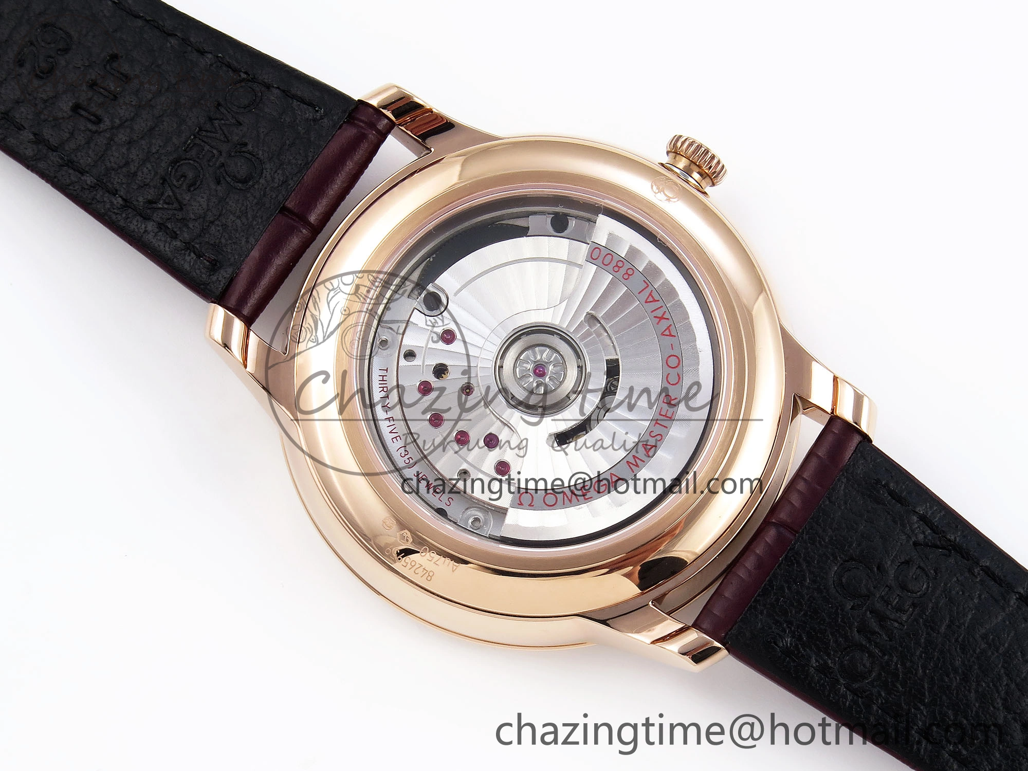 Upgraded De Ville Date RG MKF 1:1 Best Edition White Textured Dial Roman Marker on Brown Leather Strap A 7752