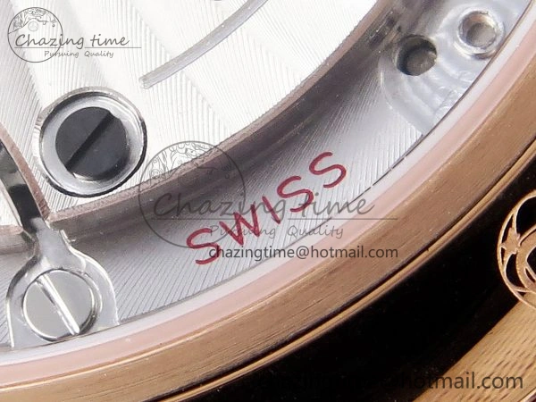 Upgraded De Ville Date RG MKF 1:1 Best Edition White Textured Dial Roman Marker on Brown Leather Strap A 7752