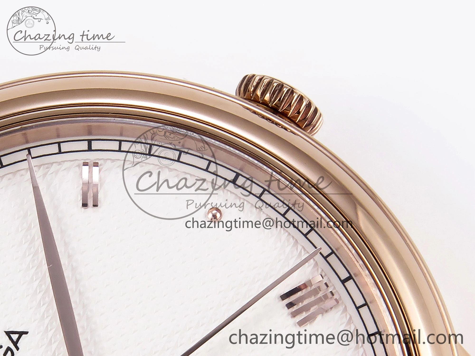 Upgraded De Ville Date RG MKF 1:1 Best Edition White Textured Dial Roman Marker on Brown Leather Strap A 7752