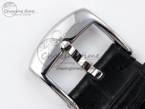 De Ville Date SS MKF 1:1 Best Edition Black Dial Roman Marker on Black Leather Strap A Original 7743
