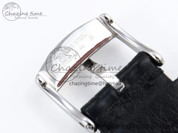 De Ville Date SS MKF 1:1 Best Edition Black Dial Roman Marker on Black Leather Strap A Original 7743