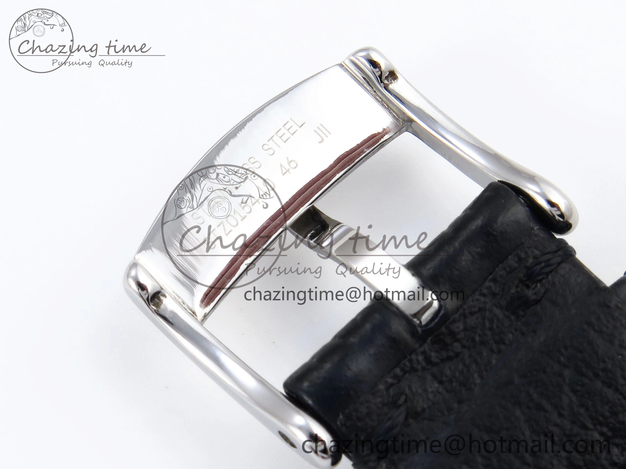 De Ville Date SS MKF 1:1 Best Edition Black Dial Roman Marker on Black Leather Strap A Original 7743