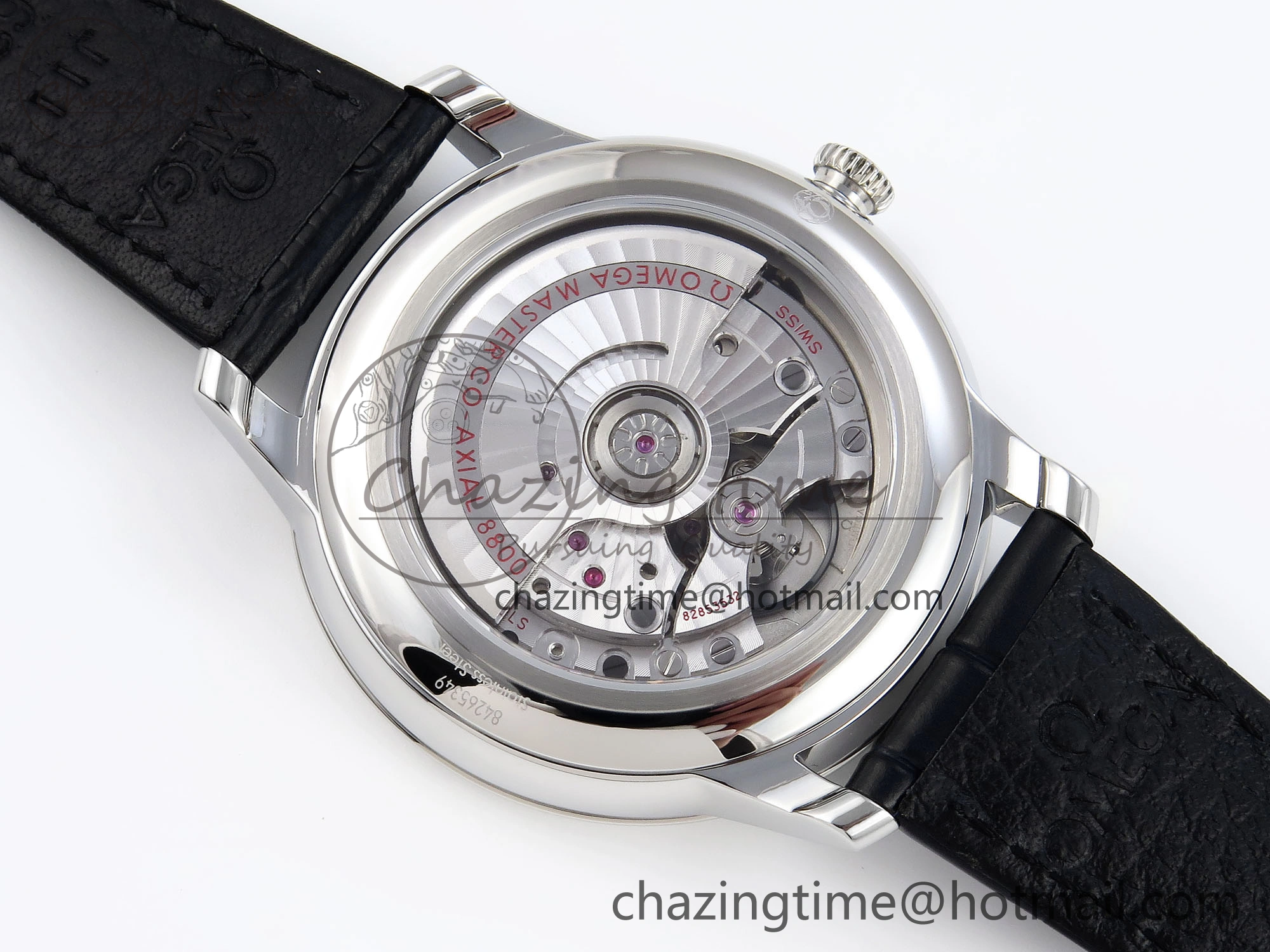 De Ville Date SS MKF 1:1 Best Edition Black Dial Roman Marker on Black Leather Strap A Original 7743