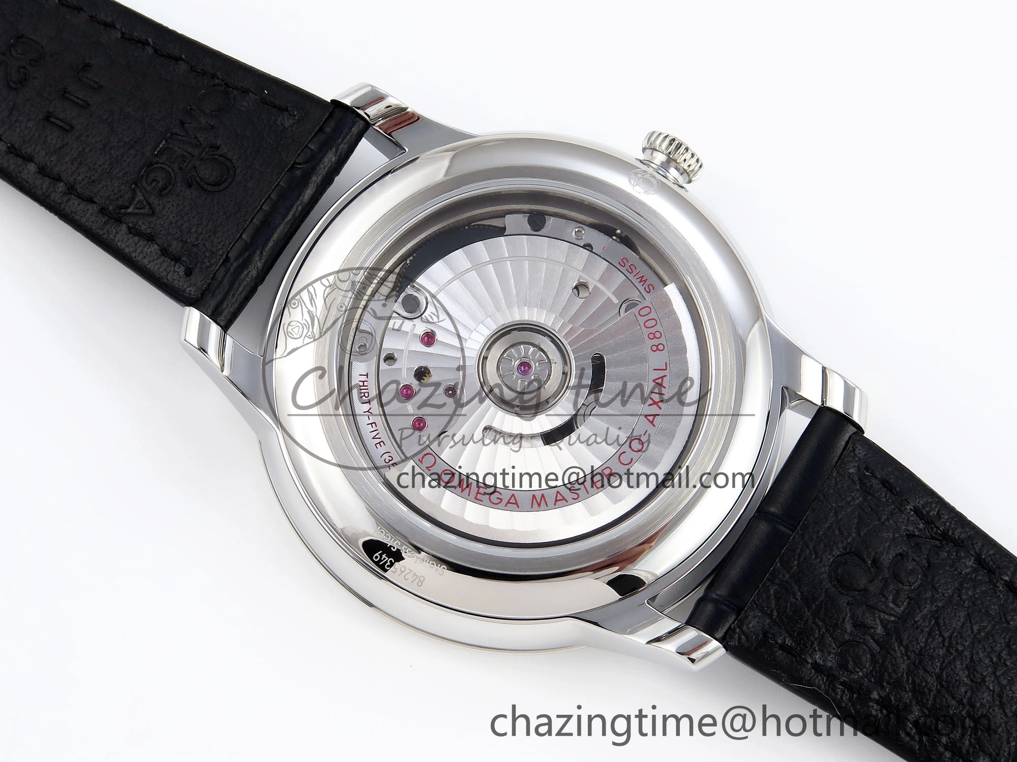 De Ville Date SS MKF 1:1 Best Edition Black Dial Roman Marker on Black Leather Strap A Original 7743