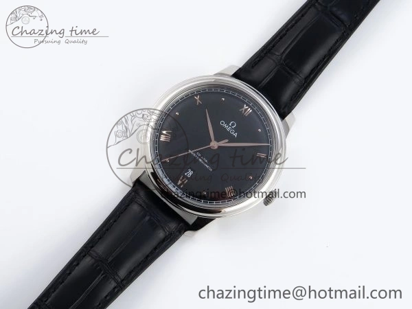 De Ville Date SS MKF 1:1 Best Edition Black Dial Roman Marker on Black Leather Strap A Original 7743