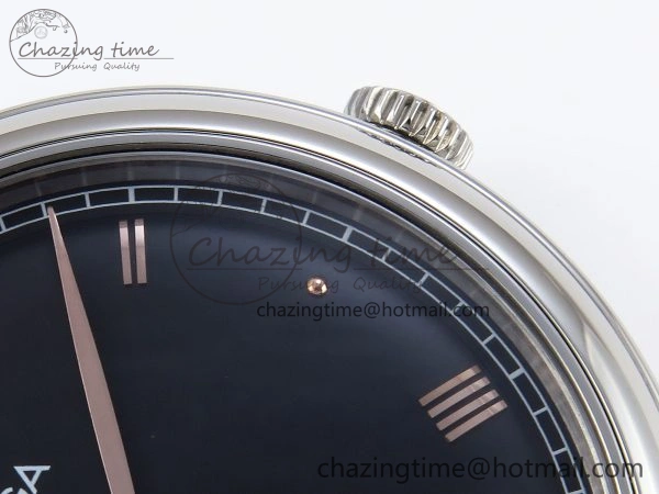 De Ville Date SS MKF 1:1 Best Edition Black Dial Roman Marker on Black Leather Strap A Original 7743
