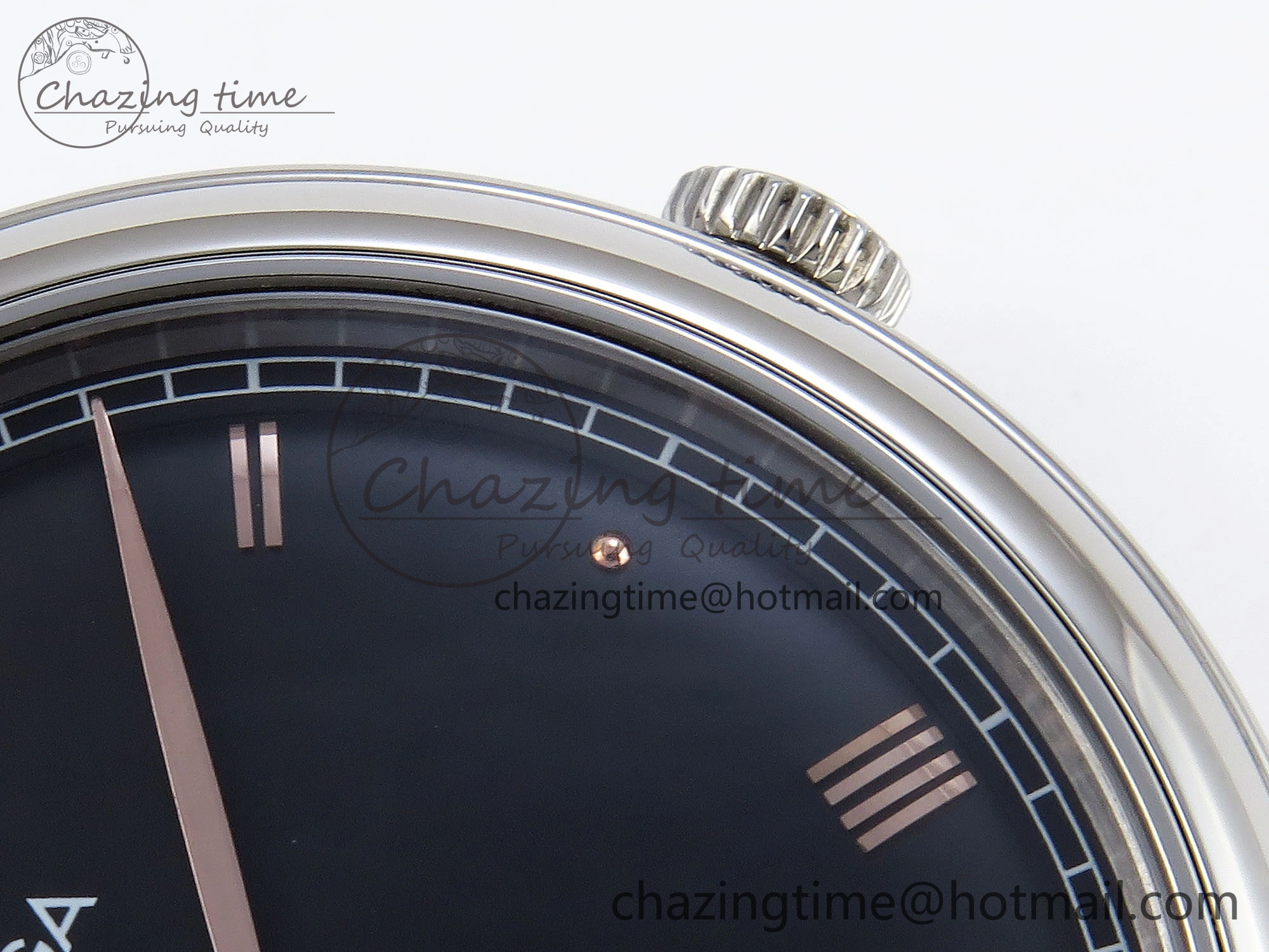 De Ville Date SS MKF 1:1 Best Edition Black Dial Roman Marker on Black Leather Strap A Original 7743