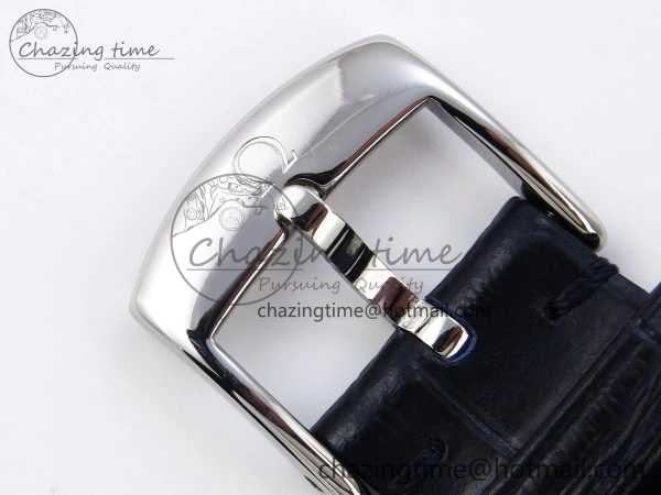 De Ville Date SS MKF 1:1 Best Edition Blue Dial Roman Marker on Black Leather Strap A Breathable 7745