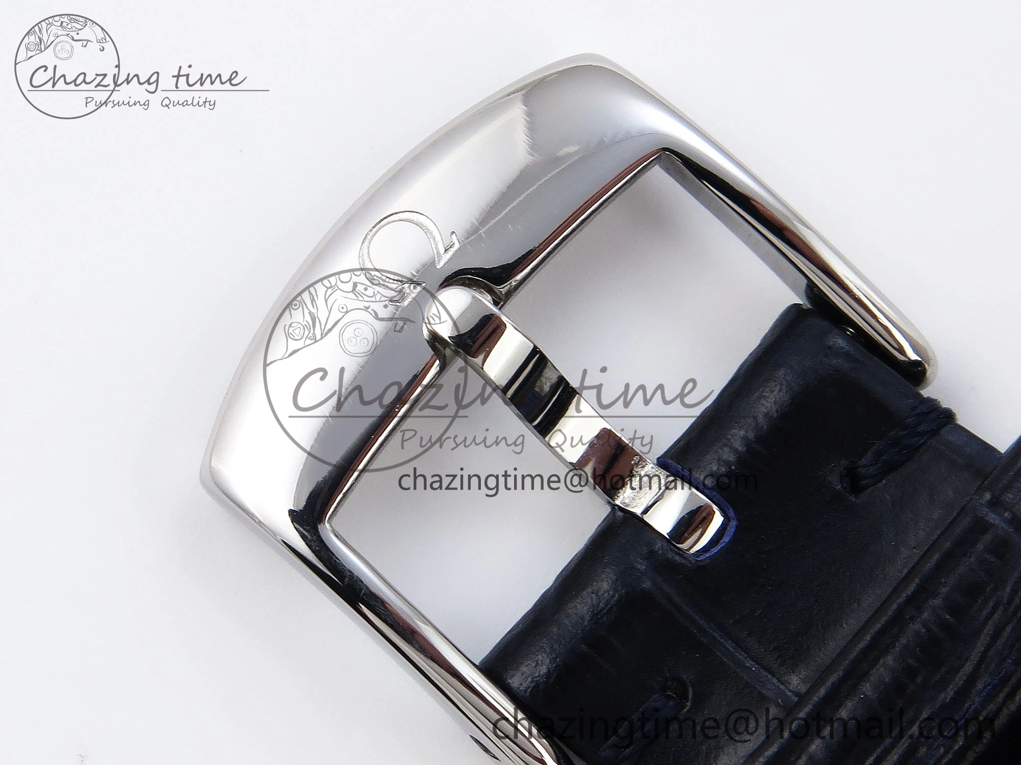 De Ville Date SS MKF 1:1 Best Edition Blue Dial Roman Marker on Black Leather Strap A Breathable 7745