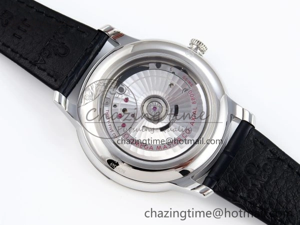 De Ville Date SS MKF 1:1 Best Edition Blue Dial Roman Marker on Black Leather Strap A Breathable 7745