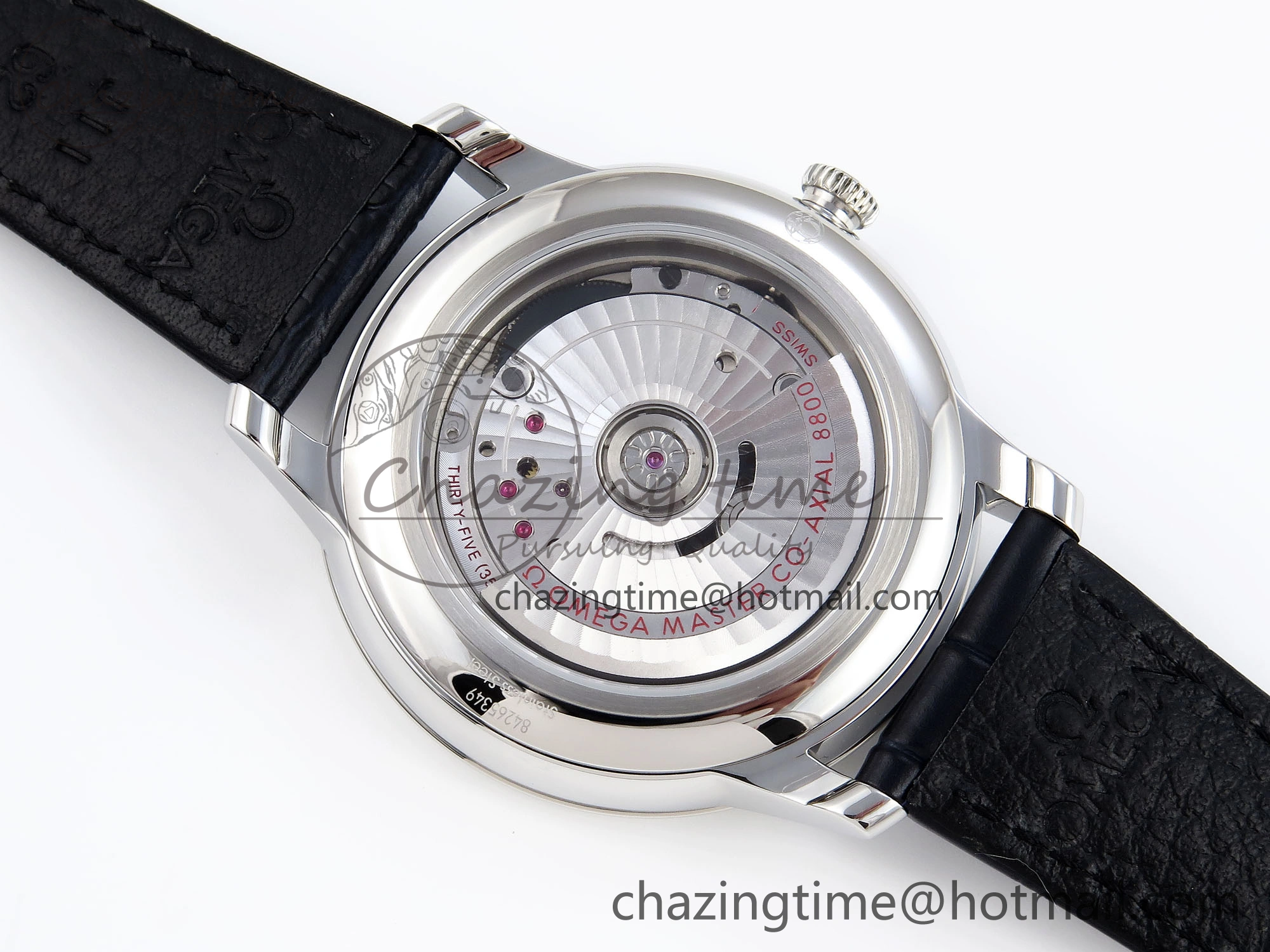 De Ville Date SS MKF 1:1 Best Edition Blue Dial Roman Marker on Black Leather Strap A Breathable 7745