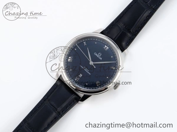 De Ville Date SS MKF 1:1 Best Edition Blue Dial Roman Marker on Black Leather Strap A Breathable 7745