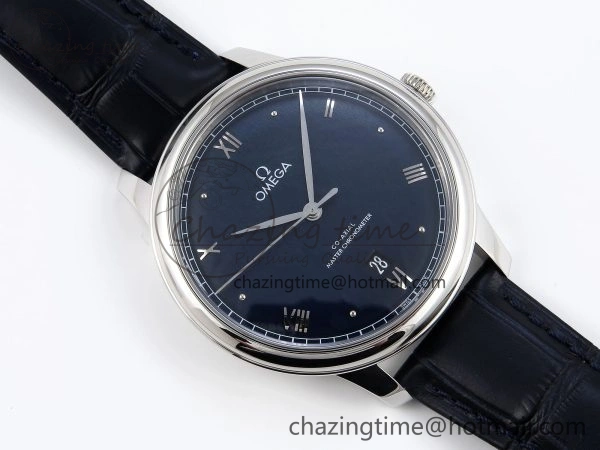 De Ville Date SS MKF 1:1 Best Edition Blue Dial Roman Marker on Black Leather Strap A Breathable 7745