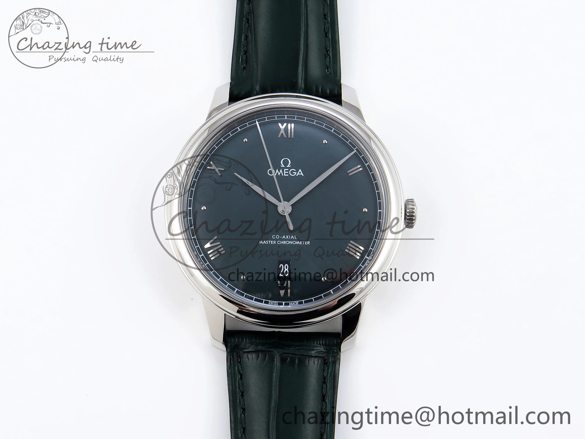 Colorful De Ville Date SS MKF 1:1 Best Edition Dark Gray Dial Roman Marker on Black Leather Strap A 7740