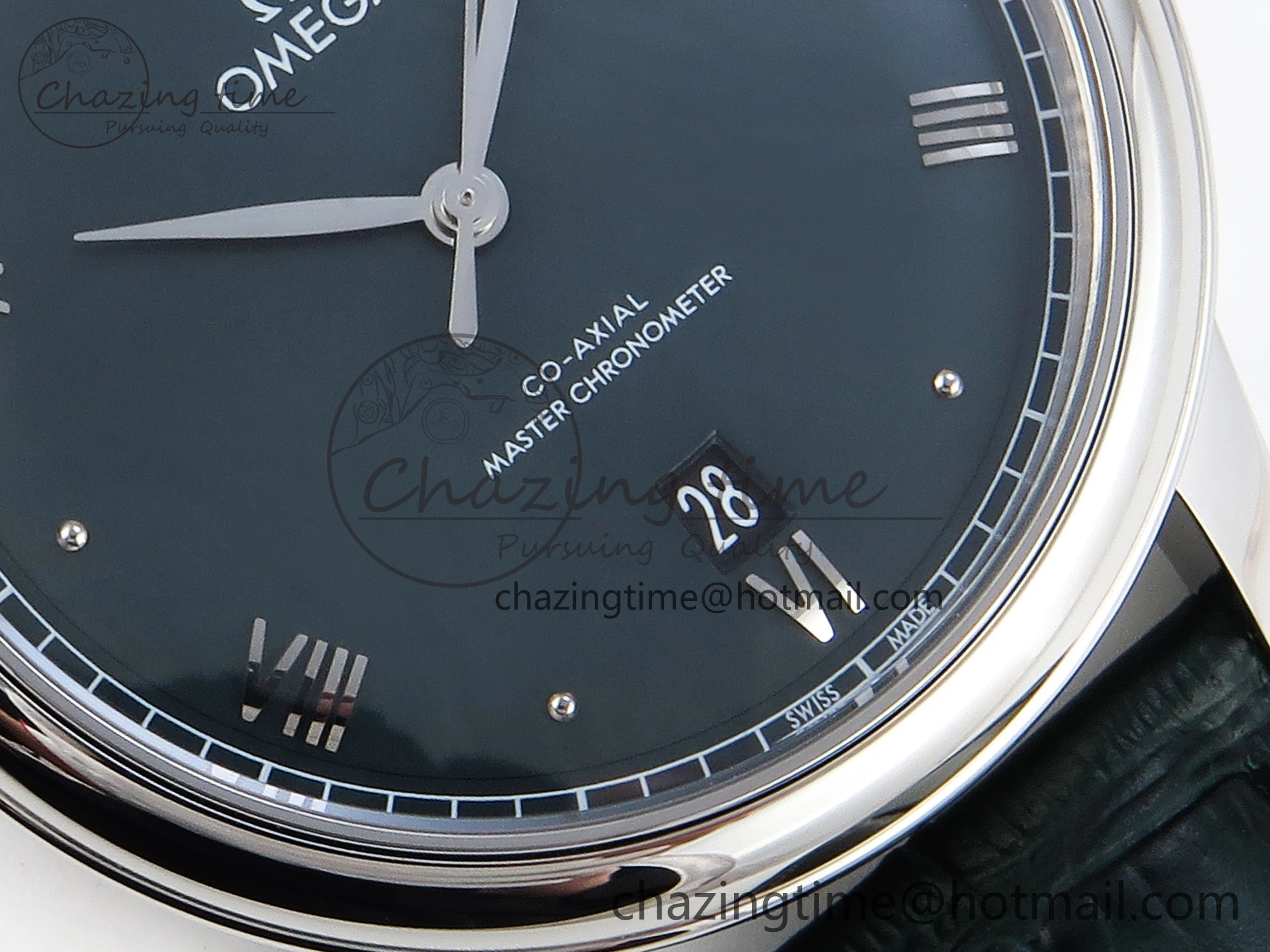 Colorful De Ville Date SS MKF 1:1 Best Edition Dark Gray Dial Roman Marker on Black Leather Strap A 7740