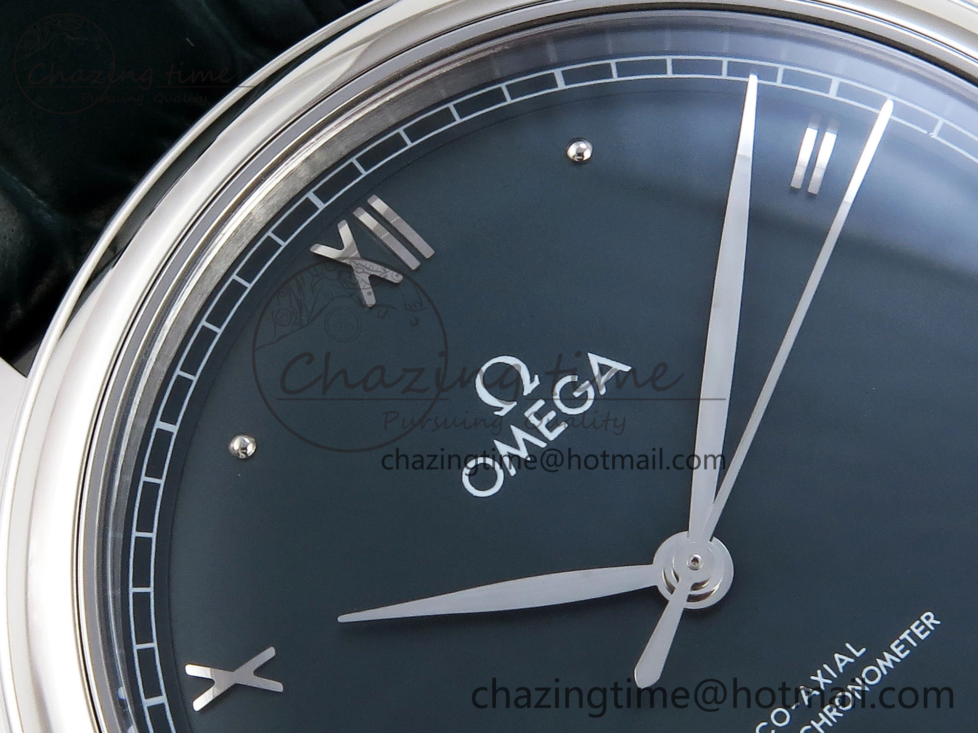 Colorful De Ville Date SS MKF 1:1 Best Edition Dark Gray Dial Roman Marker on Black Leather Strap A 7740