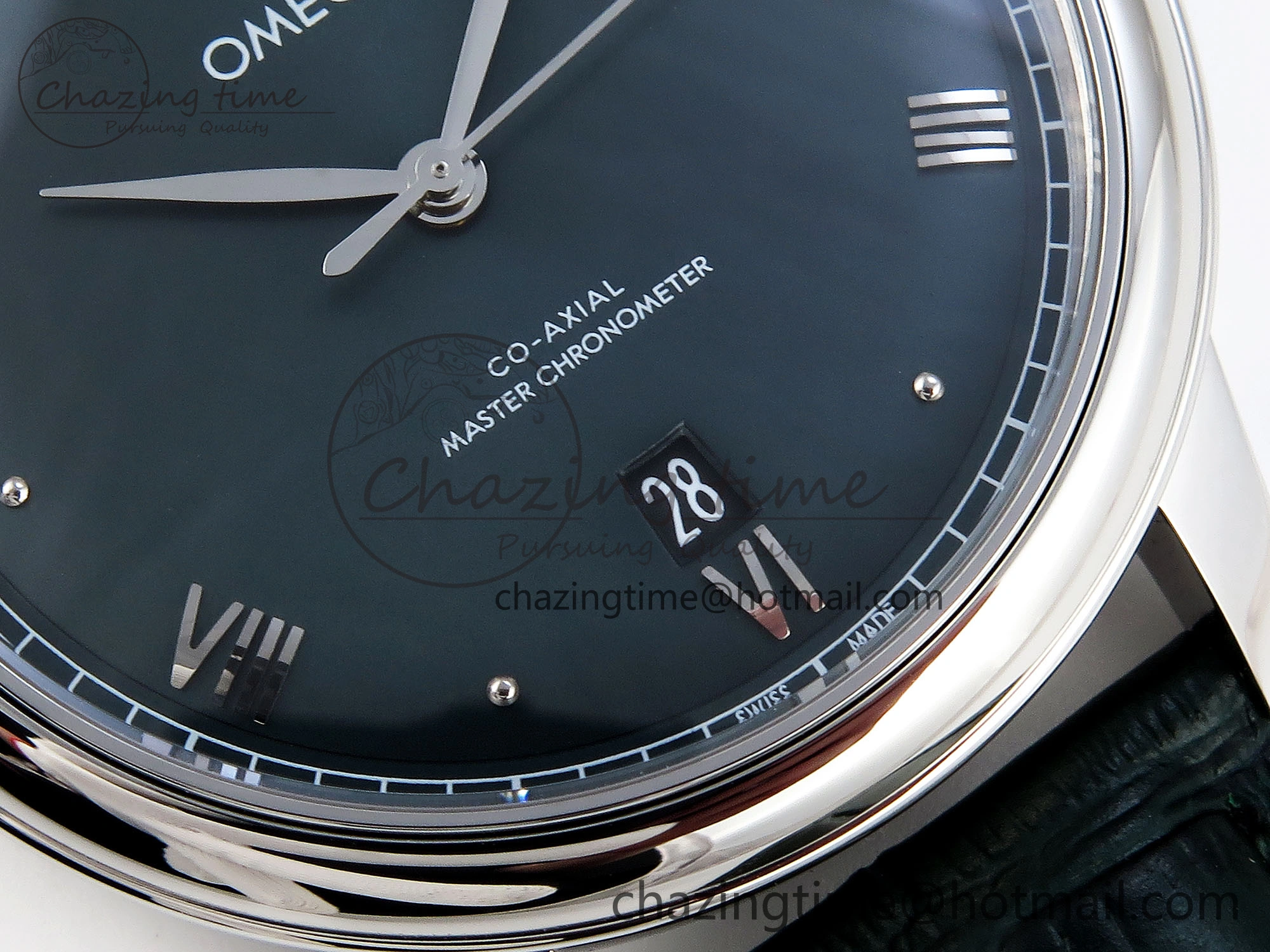 Colorful De Ville Date SS MKF 1:1 Best Edition Dark Gray Dial Roman Marker on Black Leather Strap A 7740