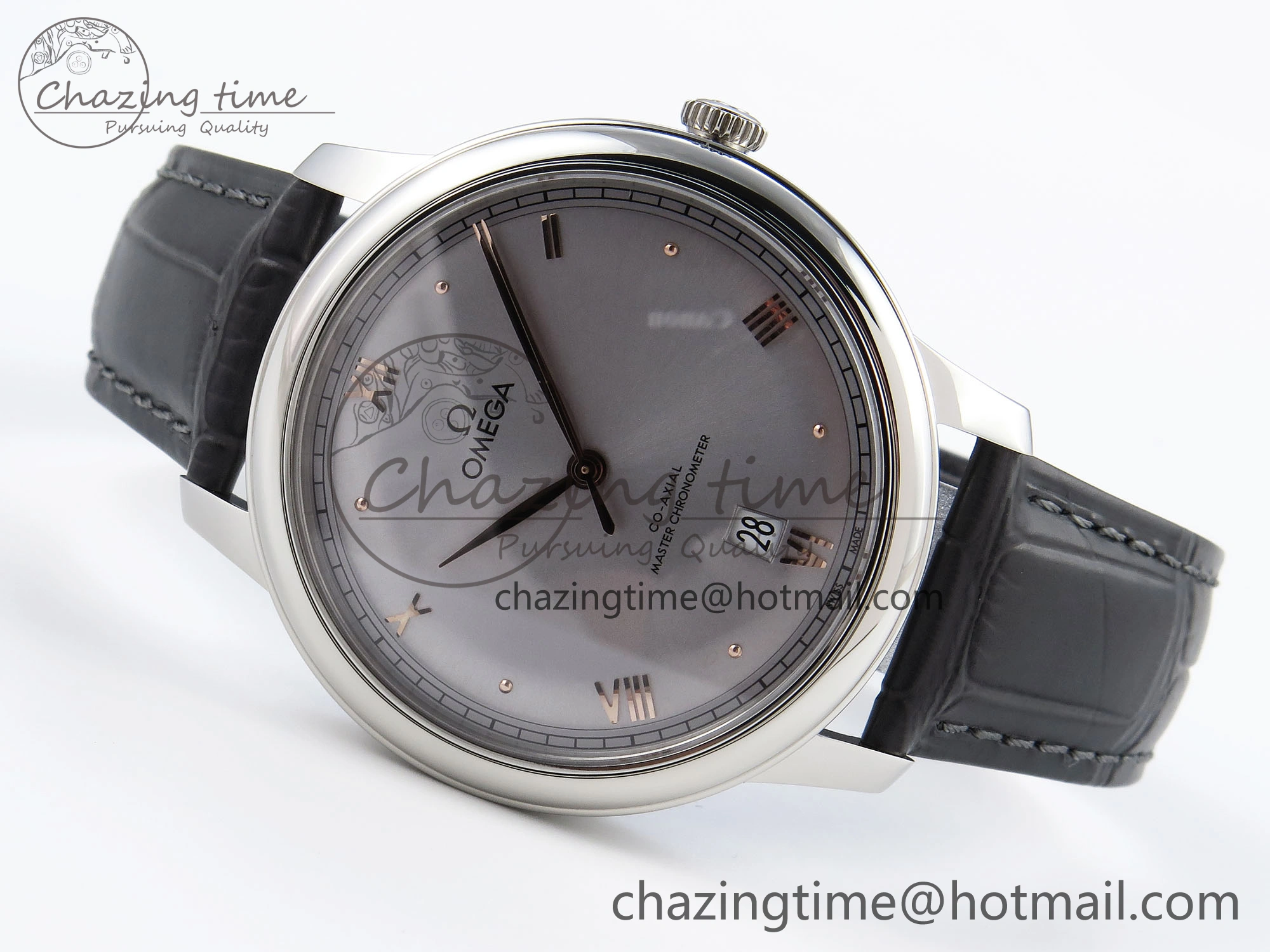 GoodFit De Ville Date SS MKF 1:1 Best Edition Grey Dial Roman Marker on Black Leather Strap A 7737