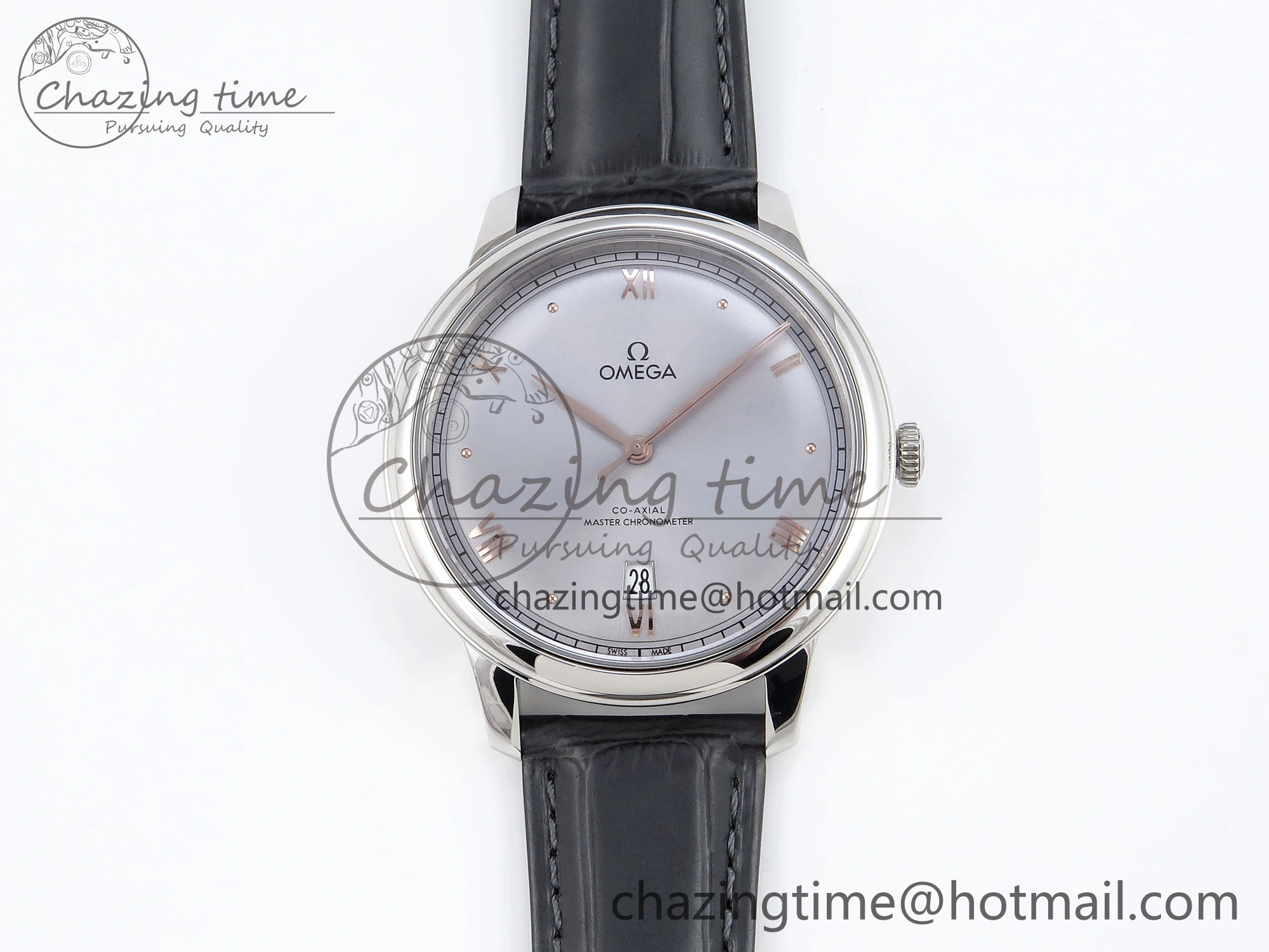 GoodFit De Ville Date SS MKF 1:1 Best Edition Grey Dial Roman Marker on Black Leather Strap A 7737