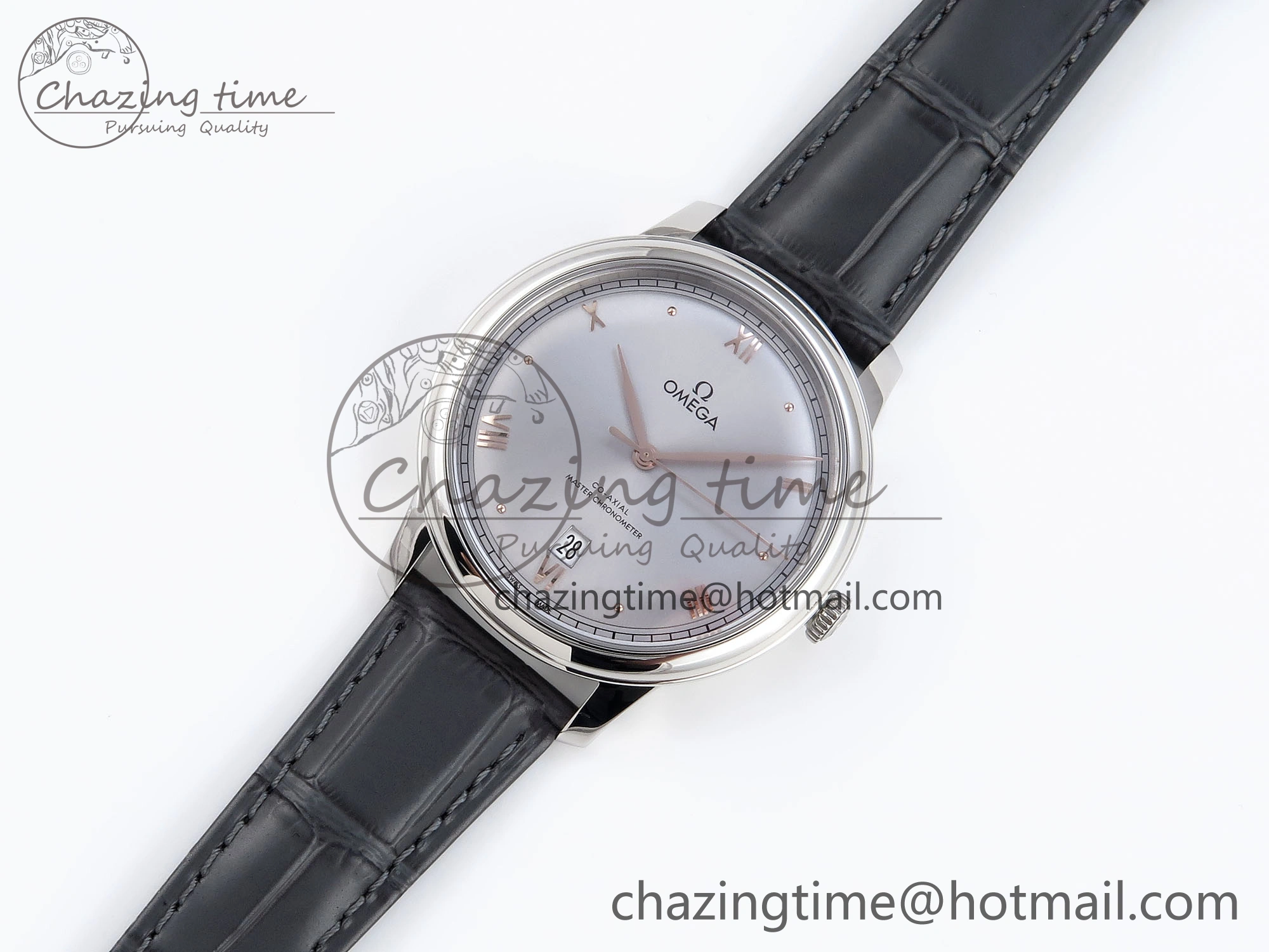 GoodFit De Ville Date SS MKF 1:1 Best Edition Grey Dial Roman Marker on Black Leather Strap A 7737