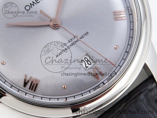 GoodFit De Ville Date SS MKF 1:1 Best Edition Grey Dial Roman Marker on Black Leather Strap A 7737