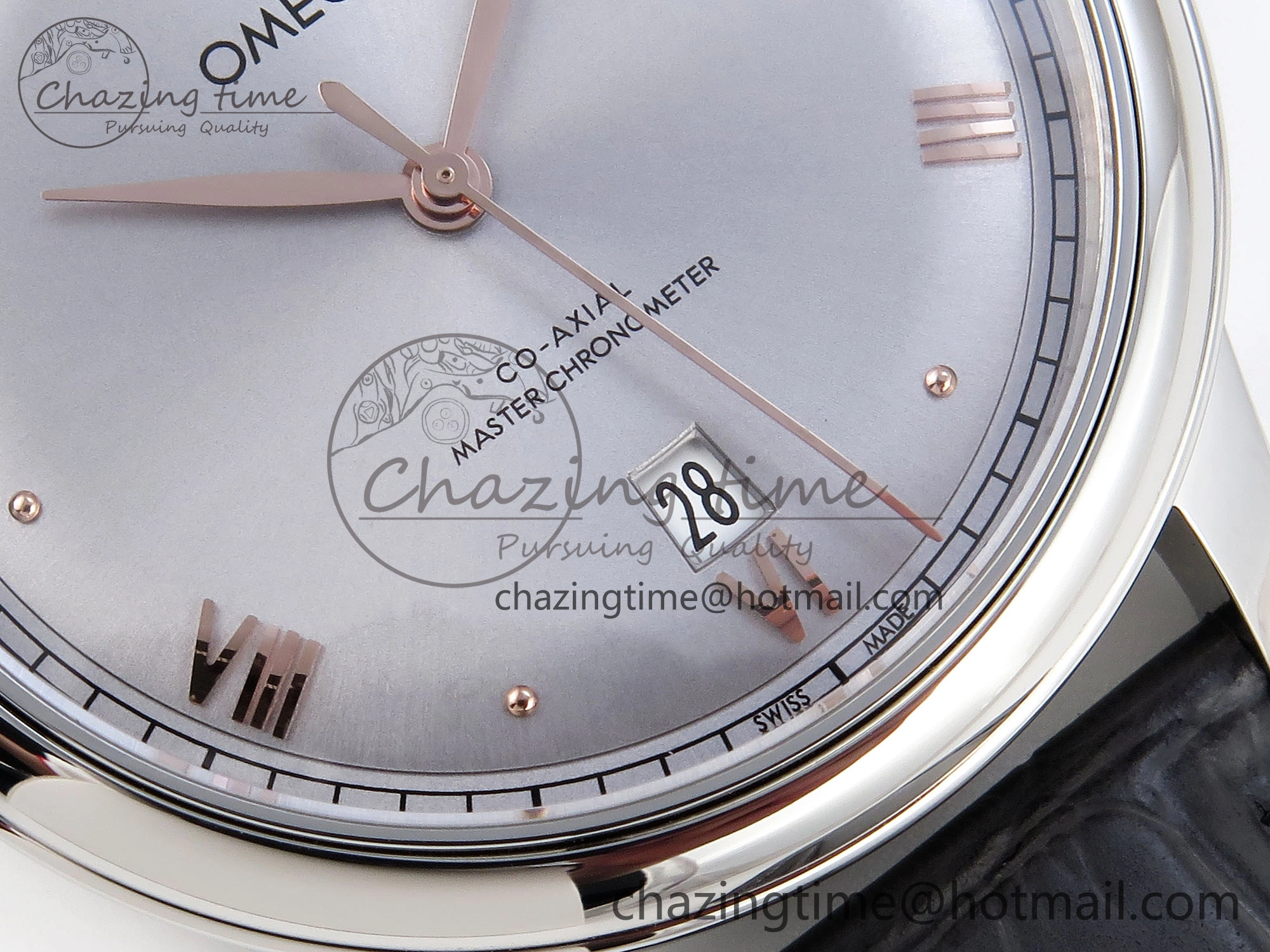 GoodFit De Ville Date SS MKF 1:1 Best Edition Grey Dial Roman Marker on Black Leather Strap A 7737