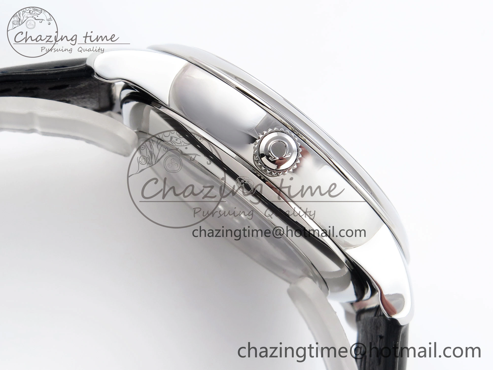 Classic De Ville Date SS MKF 1:1 Best Edition White Dial Roman Marker on Black Leather Strap A 7741