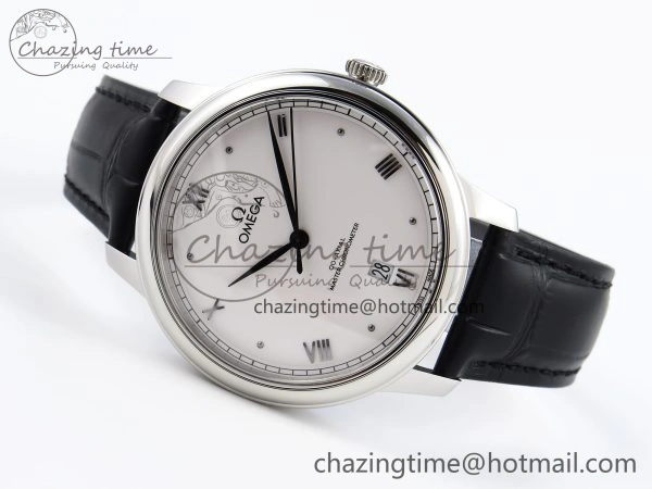 Classic De Ville Date SS MKF 1:1 Best Edition White Dial Roman Marker on Black Leather Strap A 7741