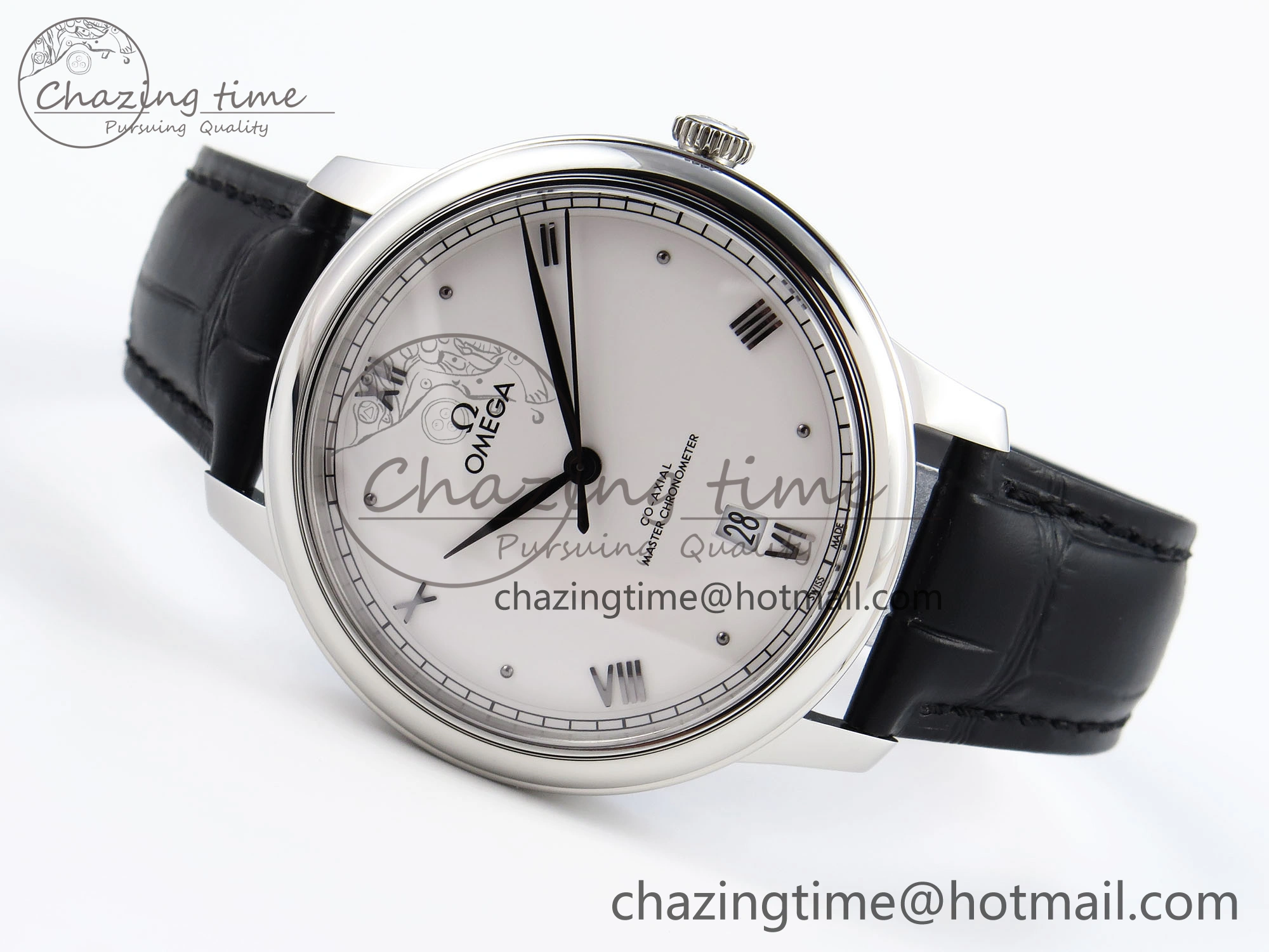 Classic De Ville Date SS MKF 1:1 Best Edition White Dial Roman Marker on Black Leather Strap A 7741