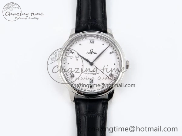 Classic De Ville Date SS MKF 1:1 Best Edition White Dial Roman Marker on Black Leather Strap A 7741
