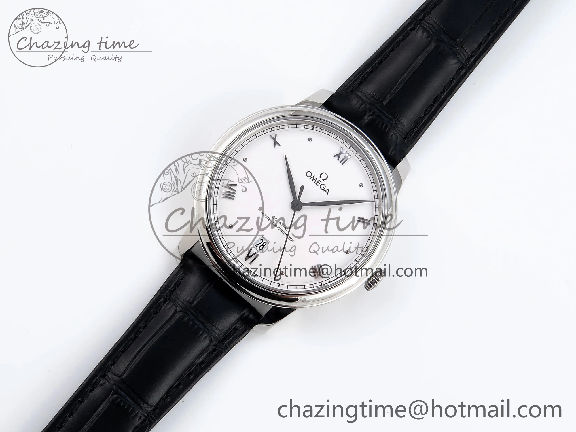 Classic De Ville Date SS MKF 1:1 Best Edition White Dial Roman Marker on Black Leather Strap A 7741