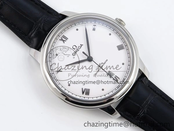 Classic De Ville Date SS MKF 1:1 Best Edition White Dial Roman Marker on Black Leather Strap A 7741