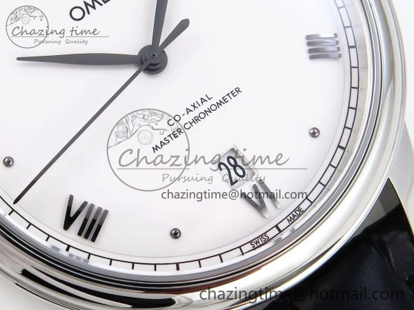 Classic De Ville Date SS MKF 1:1 Best Edition White Dial Roman Marker on Black Leather Strap A 7741