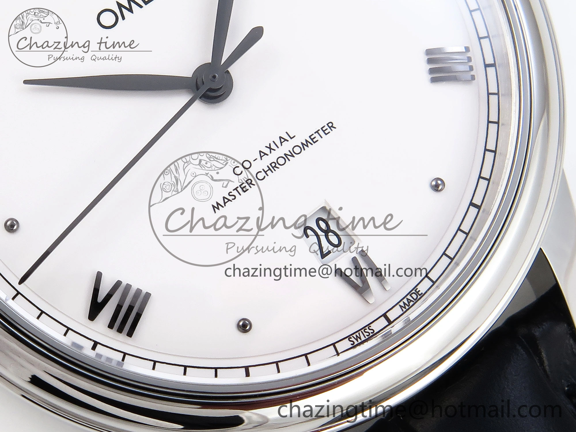Classic De Ville Date SS MKF 1:1 Best Edition White Dial Roman Marker on Black Leather Strap A 7741
