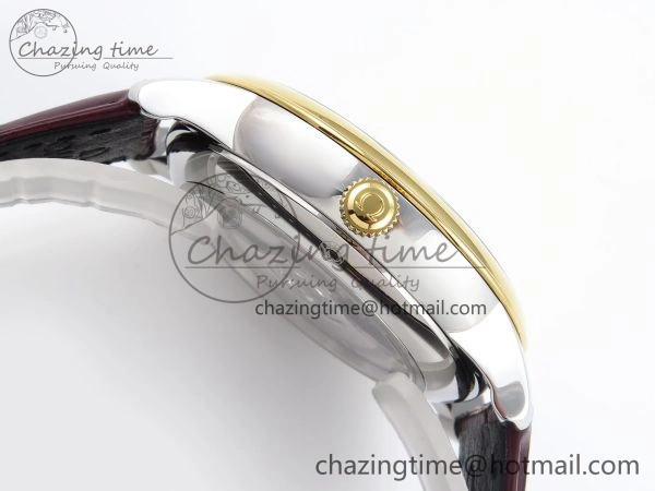 De Ville Date YG MKF 1:1 Best Edition Brown Dial Roman Marker on Brown Leather Strap A ComfortFit 7751